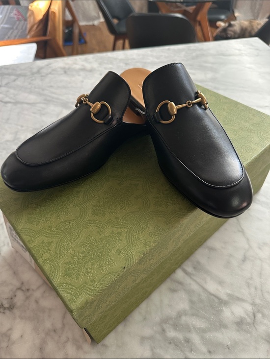 Gucci Other - Gucci Black Princeton Loafer slides with horsebit Gold Hardware NWT